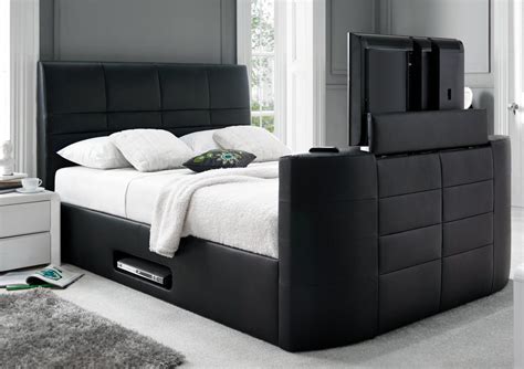 York Leather Black TV Bed   Leather Beds   Beds   PROJECT  