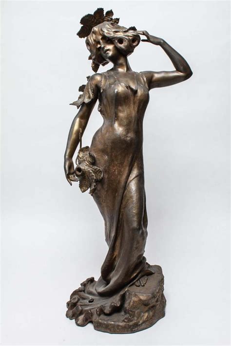 Sold At Auction Lucien Charles Edouard Alliot Lucien Alliot Art Nouveau Woman Metal Sculpture