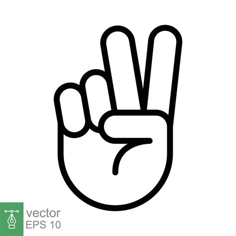 Hand Gesture V Sign For Victory Or Peace Line Icon Simple Outline