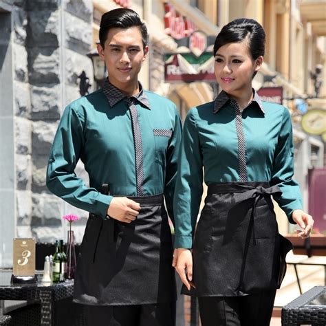 Long Sleeve Hotel Restaurant Waiter Waitress Shirtuniform Work Wear
