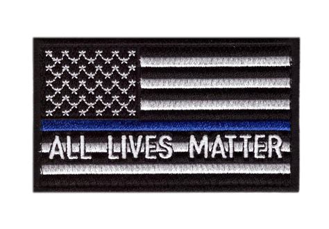 Thin Blue Line All Lives Matter American Flag Patch Embroidered Hook