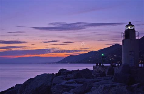 Incredible Sunset At The Sea In Camogli Stock Photo Image Of Andrea