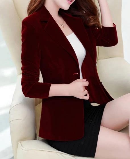 Women S Maroon Velvet Blazer Sophisticated Two Button Jacket