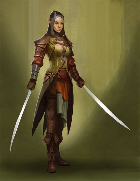 F Elf Fighter Champion Plate 2 Swords Female Elf Warrior Woman