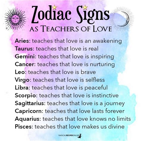 What Each Zodiac Sign Teaches Us About Love Zodiac Signs Dates