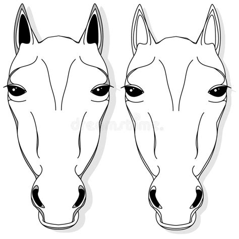 Vector Illustration Of Horse Head Clip Art Set Monochrome Image