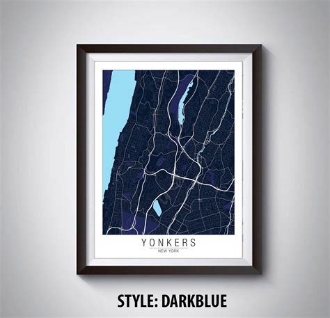 Map Of Yonkers Ny Yonkers Map Yonkers Poster Office Etsy
