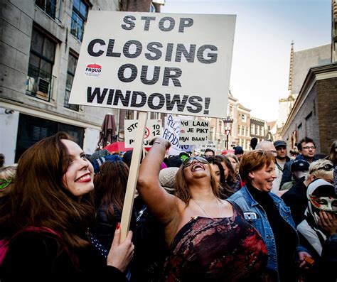 amsterdam prostitutes protest planned shutdown of brothel windows in red light district south