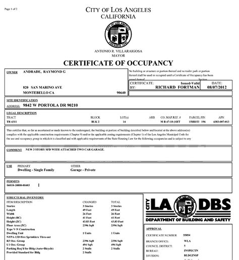 Certificate Of Occupancy Template