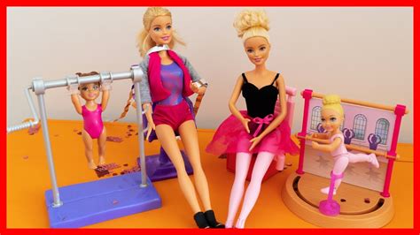 Barbie The Ballet Dancer And Barbie The Gymnast With Their Coaches Are