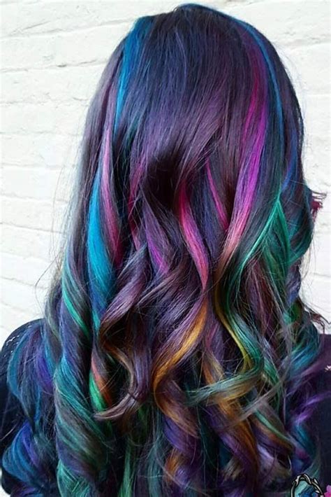 55 Fabulous Rainbow Hair Color Ideas Oil Slick Hair