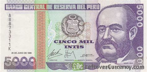 5000 Peruvian Intis Banknote Exchange Yours For Cash Today