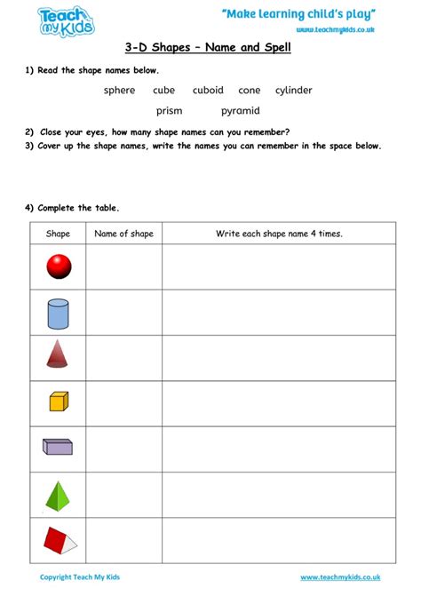 Worksheet For Shapes Name Tracing Geometric Shapes And Their Names