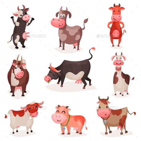 Cow Characters Set By Happypictures Graphicriver
