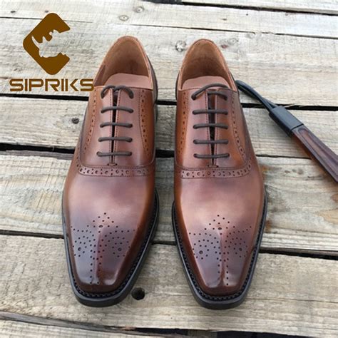 Sipriks Imported Italian Calf Leather Patina Brown Oxfords Design
