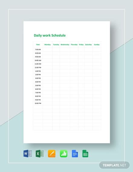 19 Daily Work Schedule Templates And Samples Docs Pdf Excel