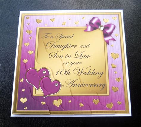 Daughter And Son In Law 10th Wedding Anniversary Card 4 Colours Ebay