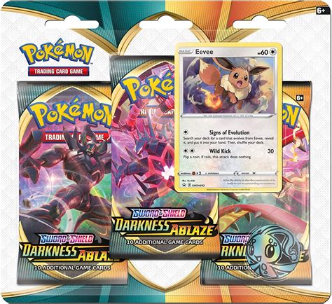Pokemon Trading Card Game Sword And Shield Darkness Ablaze 3 Pack Blister