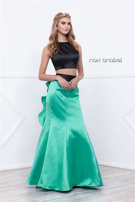 Long Two Piece Crop Top Mermaid Dress By Nox Anabel 8292 Crop Top Dress