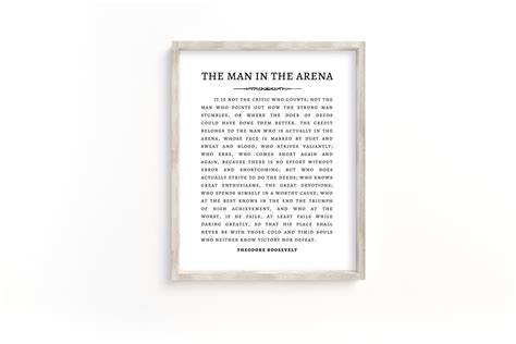 The Man In The Arena Printable Wall Art Theodore Roosevelt Etsy