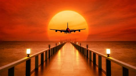 Airplane Sunset Takeoff Wallpapers Hd Wallpapers Id 24889