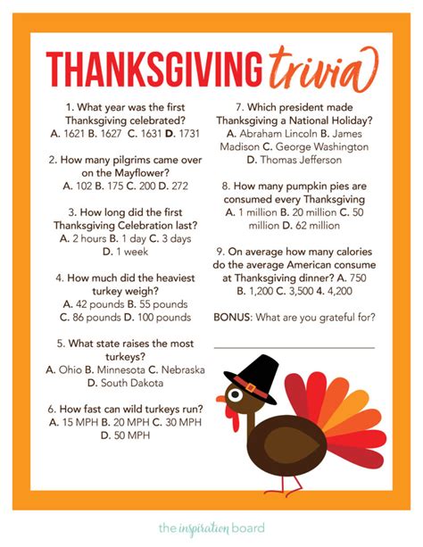 Free Thanksgiving Trivia Printable Design Corral