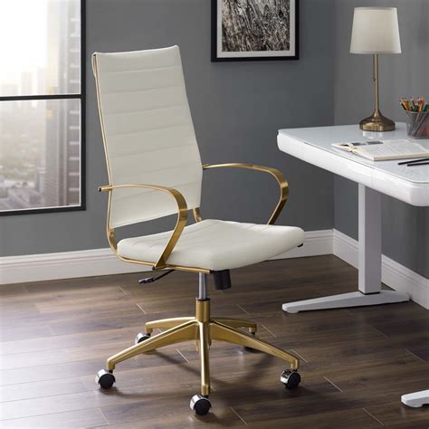 Jive Gold Stainless Steel Highback Office Chair Gold White By Modway