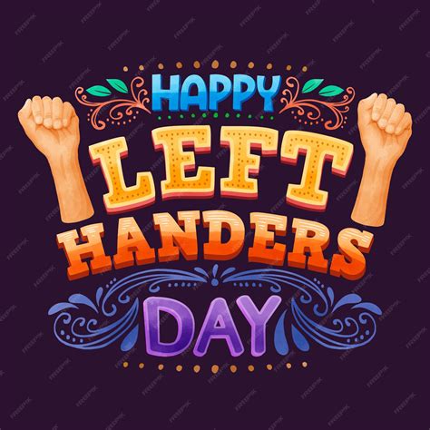 Free Vector Left Handers Day Lettering