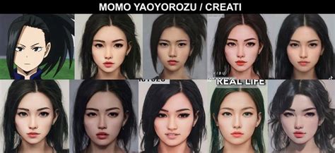 Momo Yaoyorozu Creati In 2022 Character Portraits Anime Vs Real