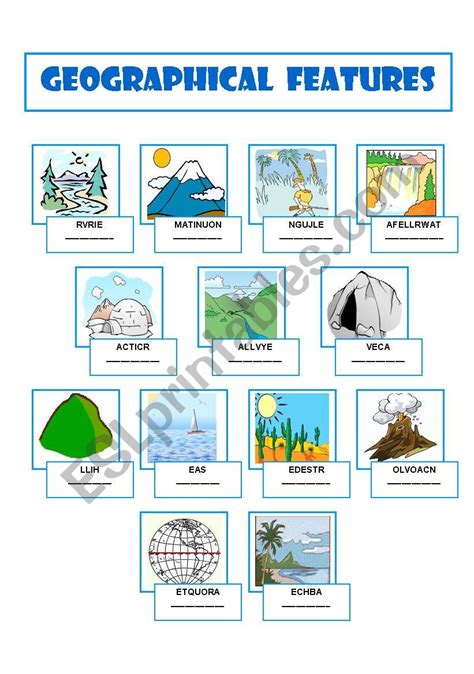 Geographical Terms Worksheets