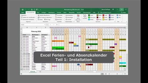 Excel Ferien Und Absenzkalenders Teil 1 Installation Urlaubsplaner
