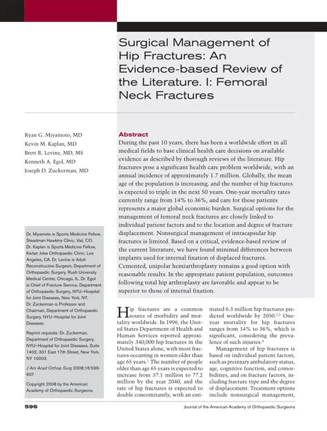 Pdf Surgical Management Of Hip Fractures An Evidence Based Review Of The Literature I