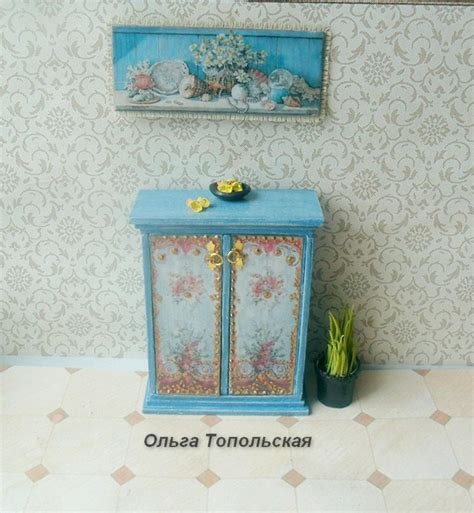 Olgadollhouse Cupboard Dollhouse Furniture Table Scale 1 12 Doll House Handcraft