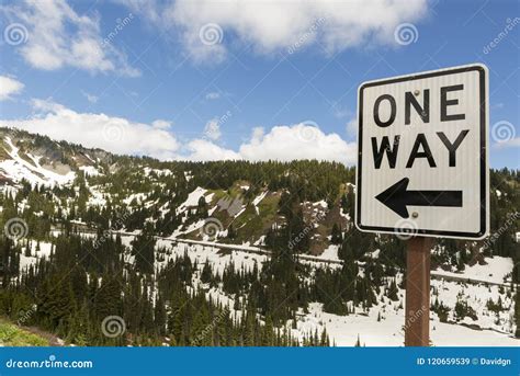 One Way Drive In Mt Rainier National Park In Washington State Stock