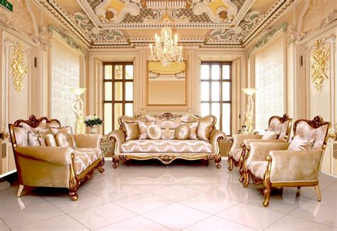 Sofa Set Living Room Furniture Gold Chambord Champagne Gold Living