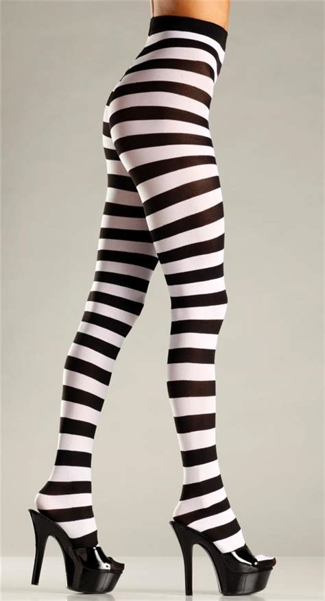 Sexy Be Wicked Horizontal Stripes Wide Opaque Striped Tights Pantyhose