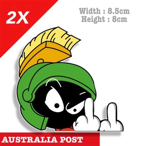 marvin the martian middle finger funny cartoon character peeking stickers ebay