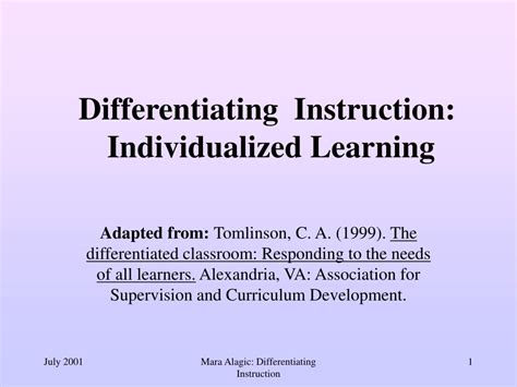 Ppt Differentiating Instruction Individualized Learning Powerpoint