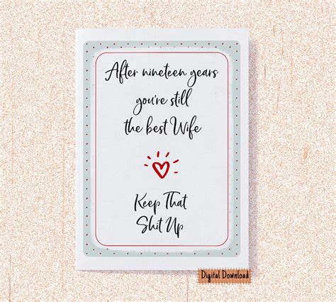 Printable 19th Anniversary Card For Wife 19th Anniversary Etsy