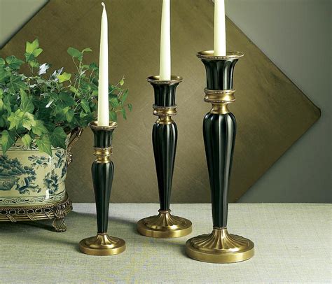 Bohemian style vintage etched brass candle holder, pillar candle stand. Antique Brass & Black Fluted Candleholder - Large Home Decor