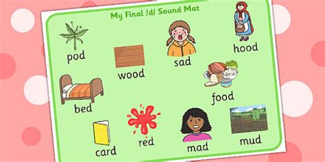 Final D Sound Word Mat Teacher Made Twinkl