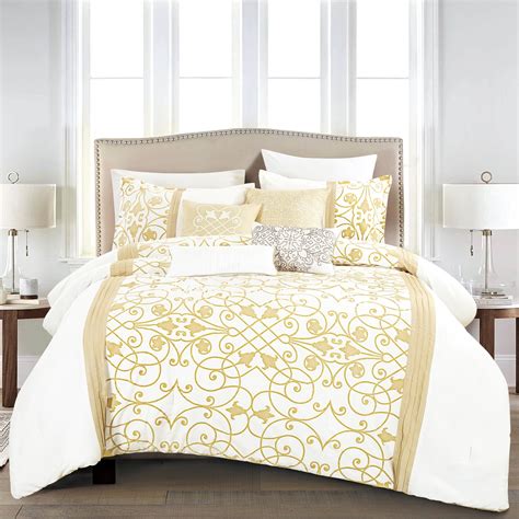 Hgmart Piece Bedding Luxury Comforter Set Queen Size Yellow