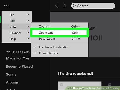 The entire mac screen zooms in and out, just like the software zoom on a digital camera. How to Zoom Out on Spotify on PC or Mac: 4 Steps (with Pictures)