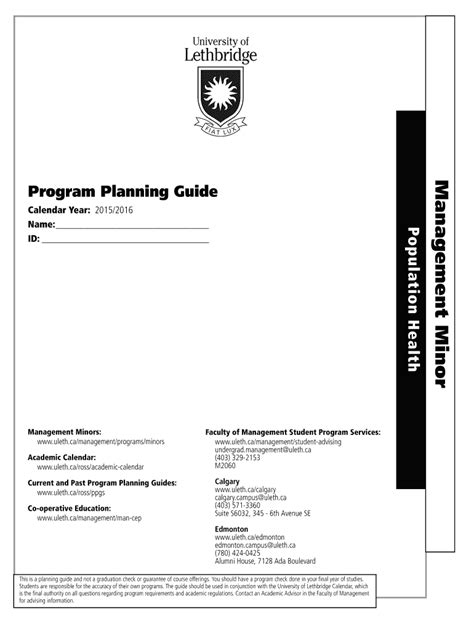 Fillable Online Uleth Population Health Management Minor Uleth Ca Fax