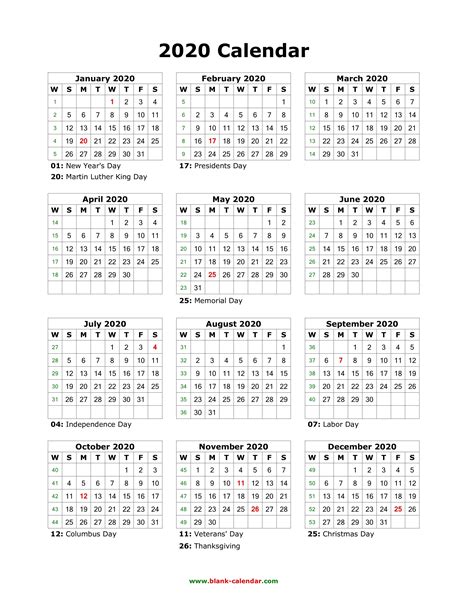 Calendar 2020 Us Holidays Calendar Template Printable