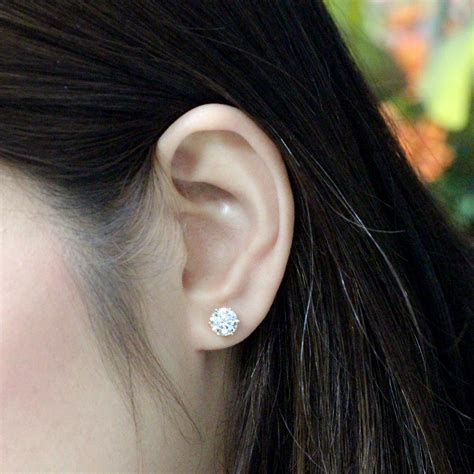 1 2 Carat Diamond Stud Earrings Actual Size Tutor Suhu