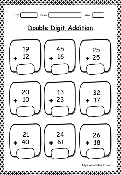 Grade 1 Double Digit Addition Worksheets Templates Printable Free