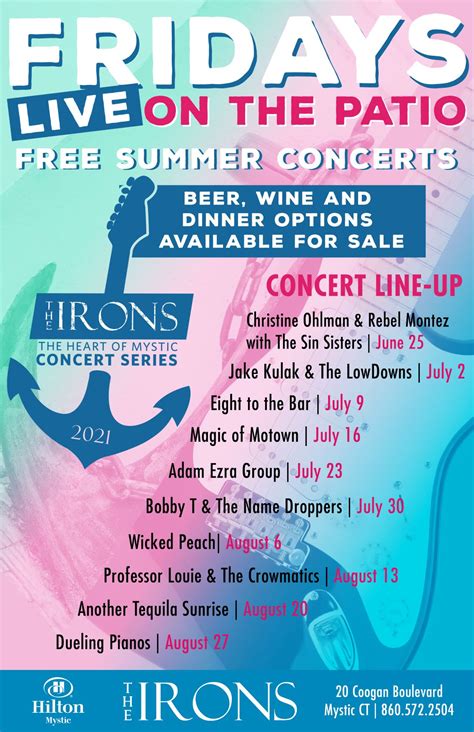 Free Summer Concerts The Irons At Hilton Mystic In Mystic Ct