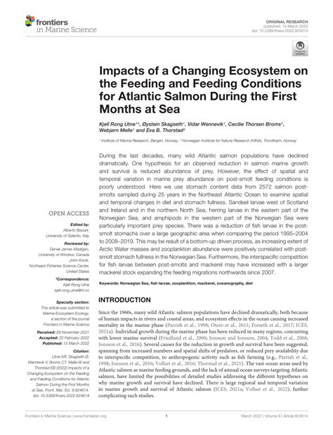 Pdf Impacts Of A Changing Ecosystem On The Feeding And Feeding