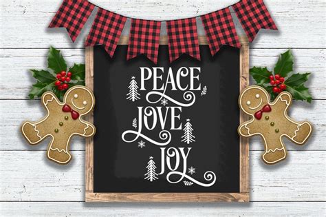 Peace Love Joy Svg I Christmas Door Sign Svg I Holiday Svg So Fontsy